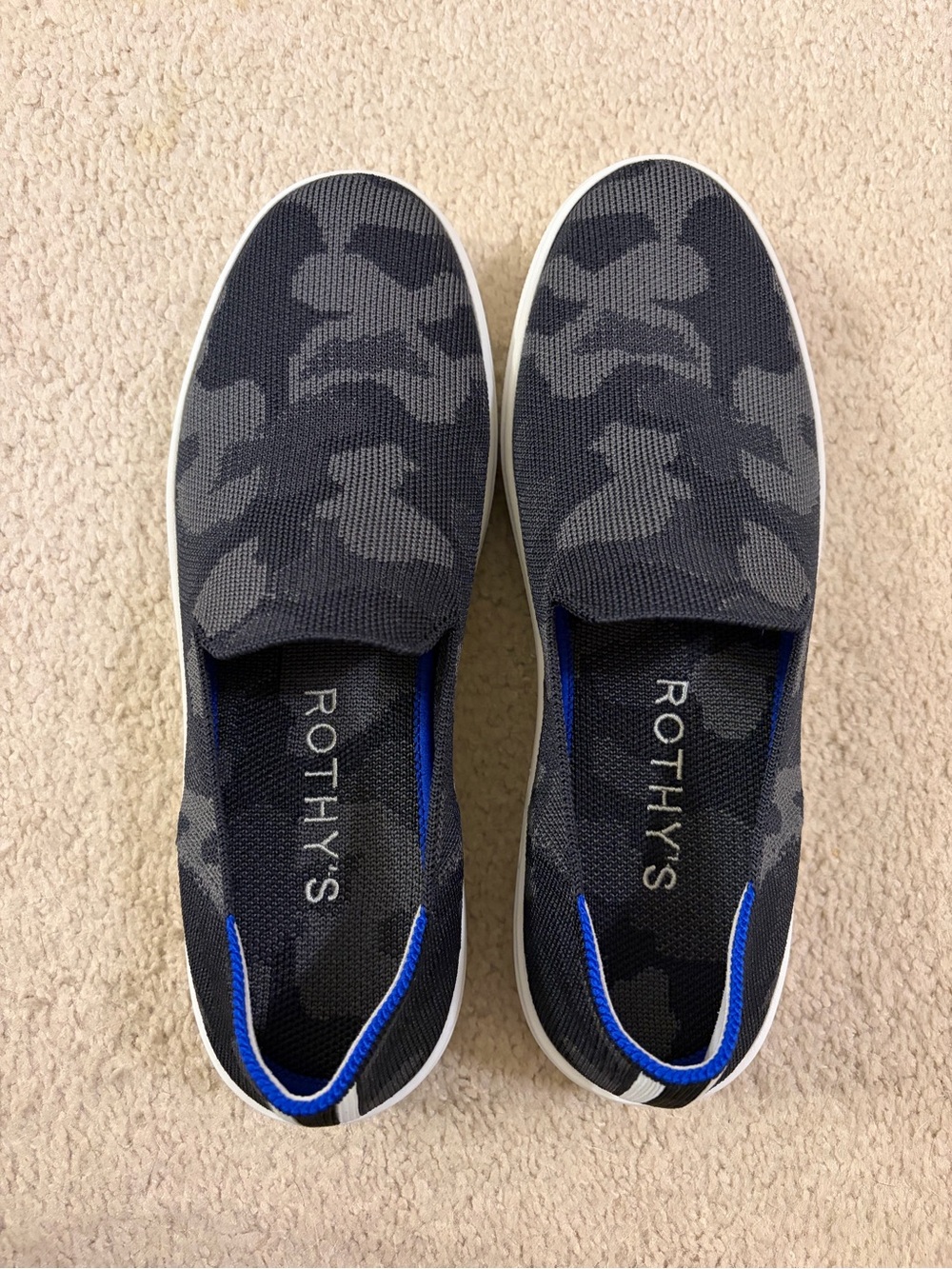 Rothy's Black & Gray Camouflage Slip-On Sneaker